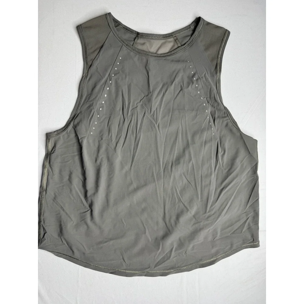 Lululemon Sculpt Tank Top Sage Green Mesh Back Running Training Shirt Womens 8